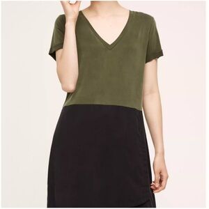Anthropologie Dolan Olive and Black Colorblock V-Neck Dress size L